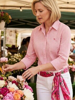 RALPH LAUREN shirt top pink & white gingham Barbie - M (see measurements)